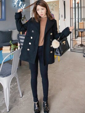 「handmade」｜「アイテム（その他アウター）」を使った、큐니걸스さん（レディース・163cm）の冬コーディネート
