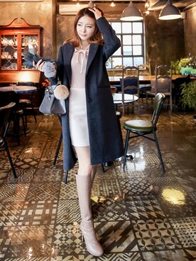 「skirt」｜「アイテム（ダウンジャケット/コート）」を使った、큐니걸스さん（レディース・163cm）の冬コーディネート