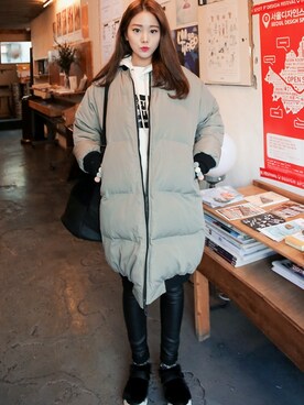 「pants」｜「アイテム（その他アウター）」を使った、큐니걸스さん（レディース・160cm）の冬コーディネート