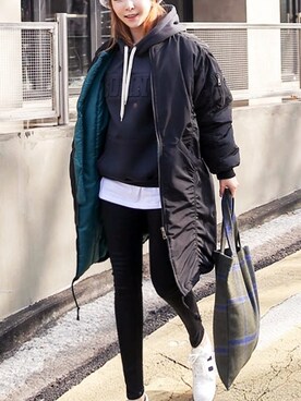 「pants」｜「アイテム（ブルゾン）」を使った、큐니걸스さん（レディース・163cm）の冬コーディネート