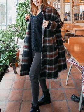 「pants」｜「アイテム（その他アウター）」を使った、큐니걸스さん（レディース・163cm）の冬コーディネート