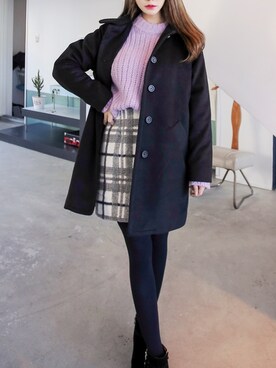 「skirt」｜「アイテム（その他アウター）」を使った、큐니걸스さん（レディース・163cm）の冬コーディネート