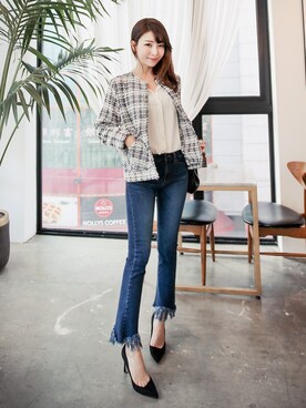 「pants」｜「アイテム（その他アウター）」を使った、큐니걸스さん（レディース・163cm）の冬コーディネート