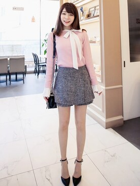 「skirt」｜「アイテム（パンツ）」を使った、큐니걸스さん（レディース・163cm）の冬コーディネート