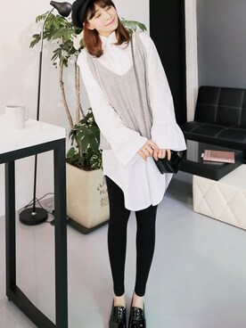 「knit vest」｜큐니걸스さん（レディース・163cm）の冬コーディネート