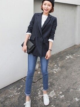 「pants」｜「アイテム（その他アウター）」を使った、큐니걸스さん（レディース・163cm）の冬コーディネート
