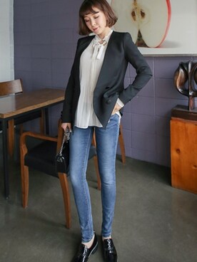 「pants」｜「アイテム（その他アウター）」を使った、큐니걸스さん（レディース・163cm）の冬コーディネート