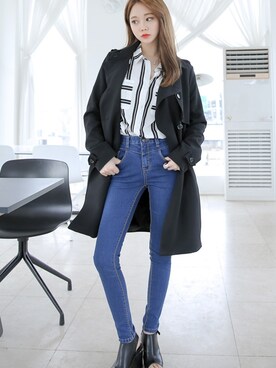 「pants」｜「アイテム（その他アウター）」を使った、큐니걸스さん（レディース・163cm）の冬コーディネート