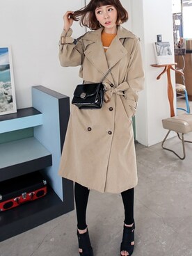 「pants」｜「アイテム（トレンチコート）」を使った、큐니걸스さん（レディース・163cm）の冬コーディネート