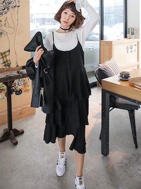 「long onepiece」｜큐니걸스さん（レディース・163cm）の冬コーディネート