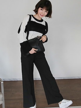 「アイテム（つなぎ/オールインワン、ベージュ系）」を使った、큐니걸스さん（レディース・163cm）の冬コーディネート