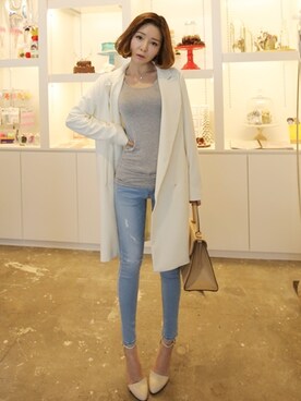 「pants」｜「アイテム（その他アウター）」を使った、큐니걸스さん（レディース・163cm）の春コーディネート