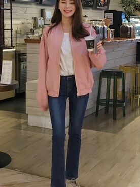 「pants」｜「アイテム（その他アウター）」を使った、큐니걸스さん（レディース・163cm）の春コーディネート
