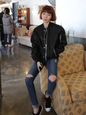 「pants」｜「アイテム（その他アウター）」を使った、큐니걸스さん（レディース・163cm）の春コーディネート