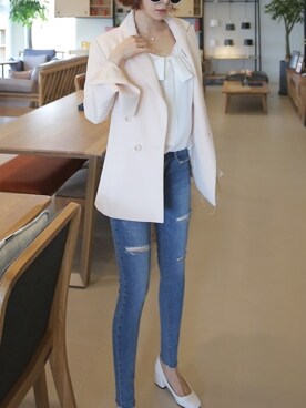 「pants」｜「アイテム（その他アウター）」を使った、큐니걸스さん（レディース・163cm）の春コーディネート