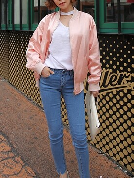「pants」｜「アイテム（その他アウター）」を使った、큐니걸스さん（レディース・163cm）の春コーディネート