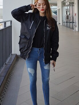 「pants」｜「アイテム（その他アウター）」を使った、큐니걸스さん（レディース・163cm）の春コーディネート