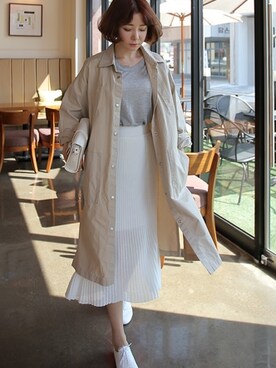「skirt」｜「アイテム（その他アウター）」を使った、큐니걸스さん（レディース・163cm）の春コーディネート