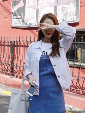 「daily look」｜「アイテム（つなぎ/オールインワン）」を使った、큐니걸스さん（レディース・163cm）の春コーディネート