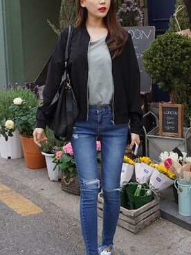 「pants」｜「アイテム（その他アウター）」を使った、큐니걸스さん（レディース・163cm）の春コーディネート