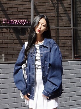 「skirt」｜「アイテム（デニムジャケット）」を使った、큐니걸스さん（レディース・163cm）の春コーディネート