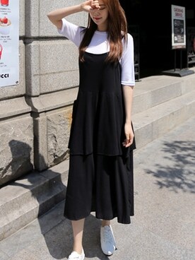 「long onepiece」｜큐니걸스さん（レディース・163cm）の春コーディネート