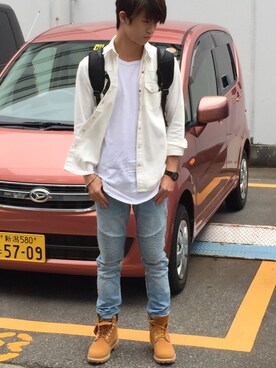 「zinif（ジニフ）のアイテム（トップス）」を使った、チョコさん（メンズ・175cm）の秋コーディネート