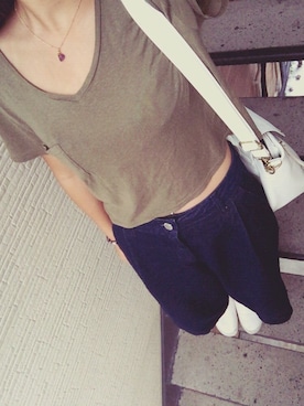 「アイテム（アクセサリー、パープル系）」を使った、nanaさん（レディース・152cm）の秋コーディネート