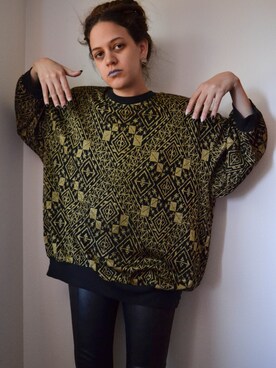 「VINTAGE（ヴィンテージ）のアイテム（スウェット、ゴールド系）」を使った、GGさん（レディース・155cm）の夏コーディネート