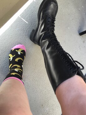 「Dr. Martens（ドクターマーチン）のアイテム（ブーツ、ブラック系）」を使った、GGさん（レディース・155cm）の夏コーディネート