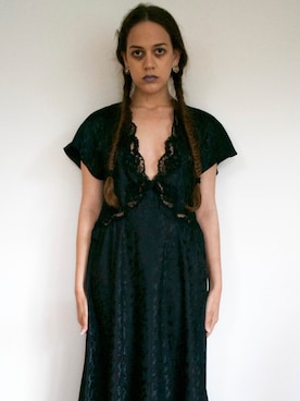 「Valentino Intimoのアイテム（ドレス、ブラック系）」を使った、GGさん（レディース・155cm）の夏コーディネート