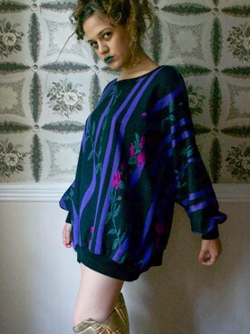 「VINTAGE（ヴィンテージ）のアイテム（トップス、ブラック系）」を使った、GGさん（レディース・155cm）の秋コーディネート