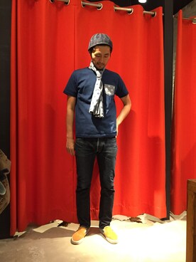 「アイテム（ストール/ショール）」を使った、ikezawaさん（メンズ・180cm）の夏コーディネート