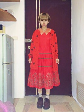 「red」｜「アイテム（ピーコート）」を使った、陳珺さん（レディース・158cm）の秋コーディネート