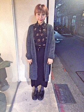 「vintage style」｜「アイテム（シャツワンピース）」を使った、陳珺さん（レディース・158cm）の冬コーディネート