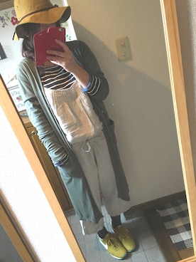 「無印良品（ムジルシリョウヒン）のアイテム（サロペット/オーバーオール）」を使った、スーさん（レディース・158cm）の春コーディネート