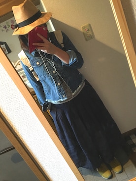 「OZOC（オゾック）のアイテム（デニムジャケット）」を使った、スーさん（レディース・158cm）の春コーディネート