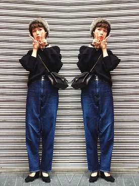 「アイテム（ヘアバンド）」を使った、山野ゆりさん（レディース・161cm）の秋コーディネート