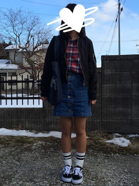 「old skool」｜「アイテム（ジャケット/アウター）」を使った、 YUMIさん（レディース・158cm）の冬コーディネート