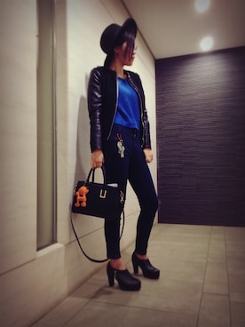 「ノーカラージャケット」｜「アイテム（ブーティ）」を使った、ひなたさん（レディース・165cm）の冬コーディネート