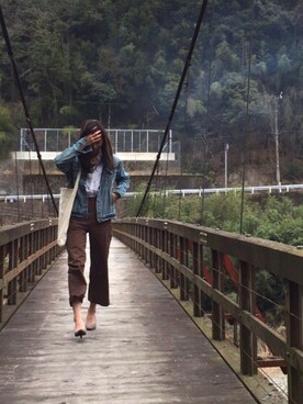 「TODAYFUL（トゥデイフル）のVintageトートバッグ（トートバッグ）」を使った、ayumixさん（レディース・169cm）の春コーディネート