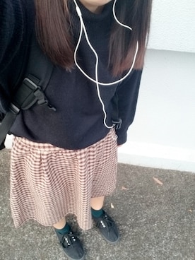 「黒ニット」｜koharuさん（レディース・154cm）の秋コーディネート