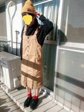 「アイテム（サロペット/オーバーオール）」を使った、koharuさん（レディース・154cm・10代）の冬コーディネート