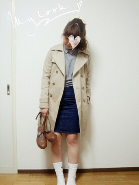 「Rodeo Crowns（ロデオクラウンズ）のアイテム（トレンチコート）」を使った、MIYUKIさん（レディース・155cm）の春コーディネート