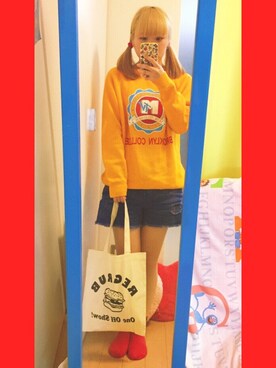 「瀬戸あゆみ」｜「アイテム（スウェット）」を使った、︎ ︎monaさん（レディース・152cm）の春コーディネート