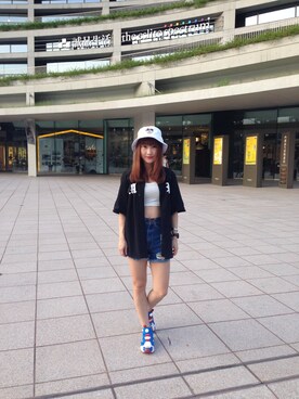 「AAPE BY A BATHING APE（エーエイプバイアベイシングエイプ）のアイテム（その他アウター）」を使った、Jaonnさん（レディース・158cm）の夏コーディネート