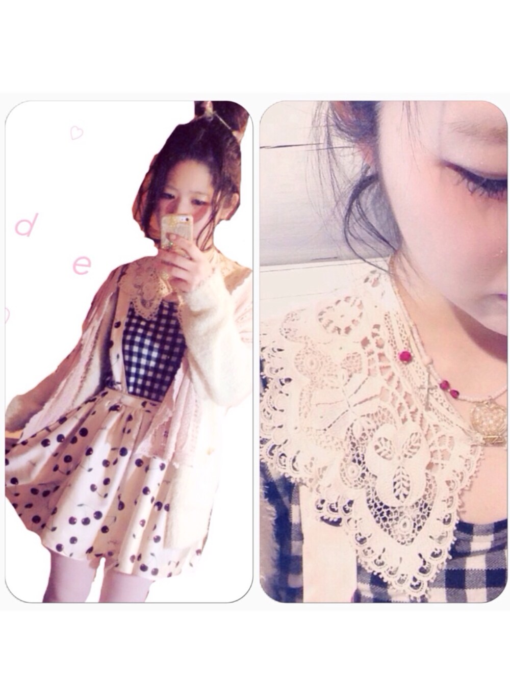 「古着、vintage、ジャンスカ、ガーリー、古着MIX、antique、syrup.、cherry、mimi、WEARBOOKエントリー」｜「RoseMarie seoirのsyrup. 2wayスカート（サロペット/オーバーオール、ベージュ系）」を使った、aiさん（レディース・158cm）の夏コーディネートの1枚目の写真