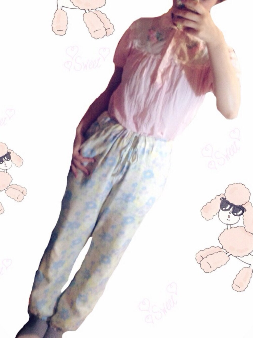 「ワイド・ルーズ(パンツ シルエット)、古着、vintage、ヘアバンド、カオリノモリ、ワイドパンツ、grimoire、パラビオン、grimoire almadel、WEARBOOKエントリー」｜「vintage シャツ（シャツ/ブラウス、ピンク系）」を使った、aiさん（レディース・158cm）の夏コーディネートの1枚目の写真