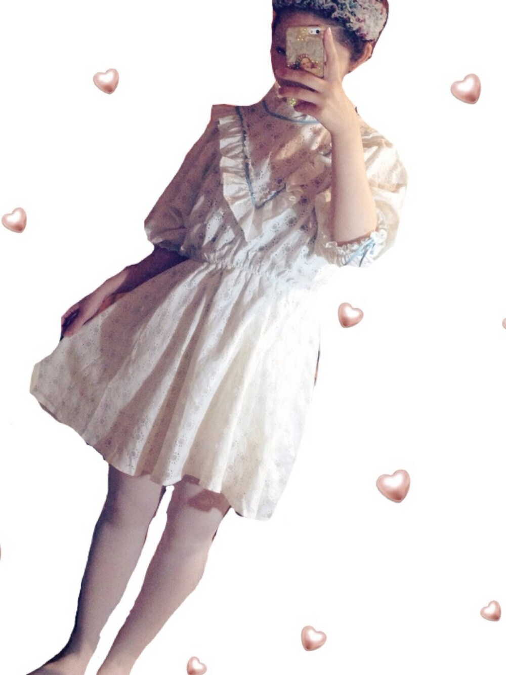 「古着、ヘアバンド、grimoire、グリッター、おだんごヘアー、アリス」｜「ラメサンダル（サンダル、シルバー系）」を使った、aiさん（レディース・158cm）の夏コーディネートの1枚目の写真