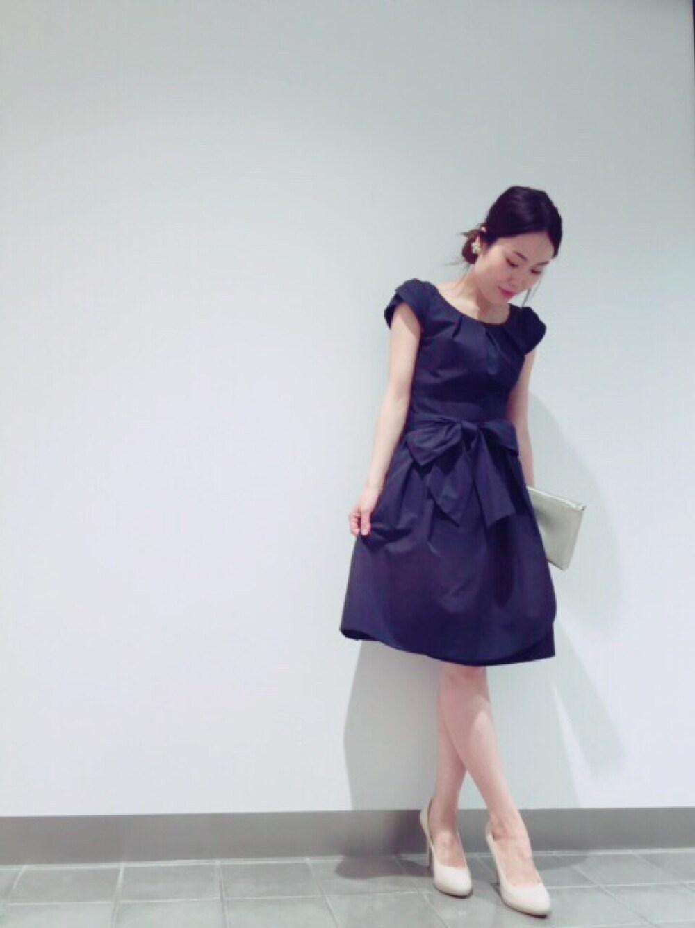 「結婚式、ワンピース、二次会、ネイビー、２ＷＡＹ」｜「URBAN RESEARCHのアイテム（ワンピース、ブルー系）」を使った、tammy♡さん（レディース・155cm）の秋コーディネートの1枚目の写真